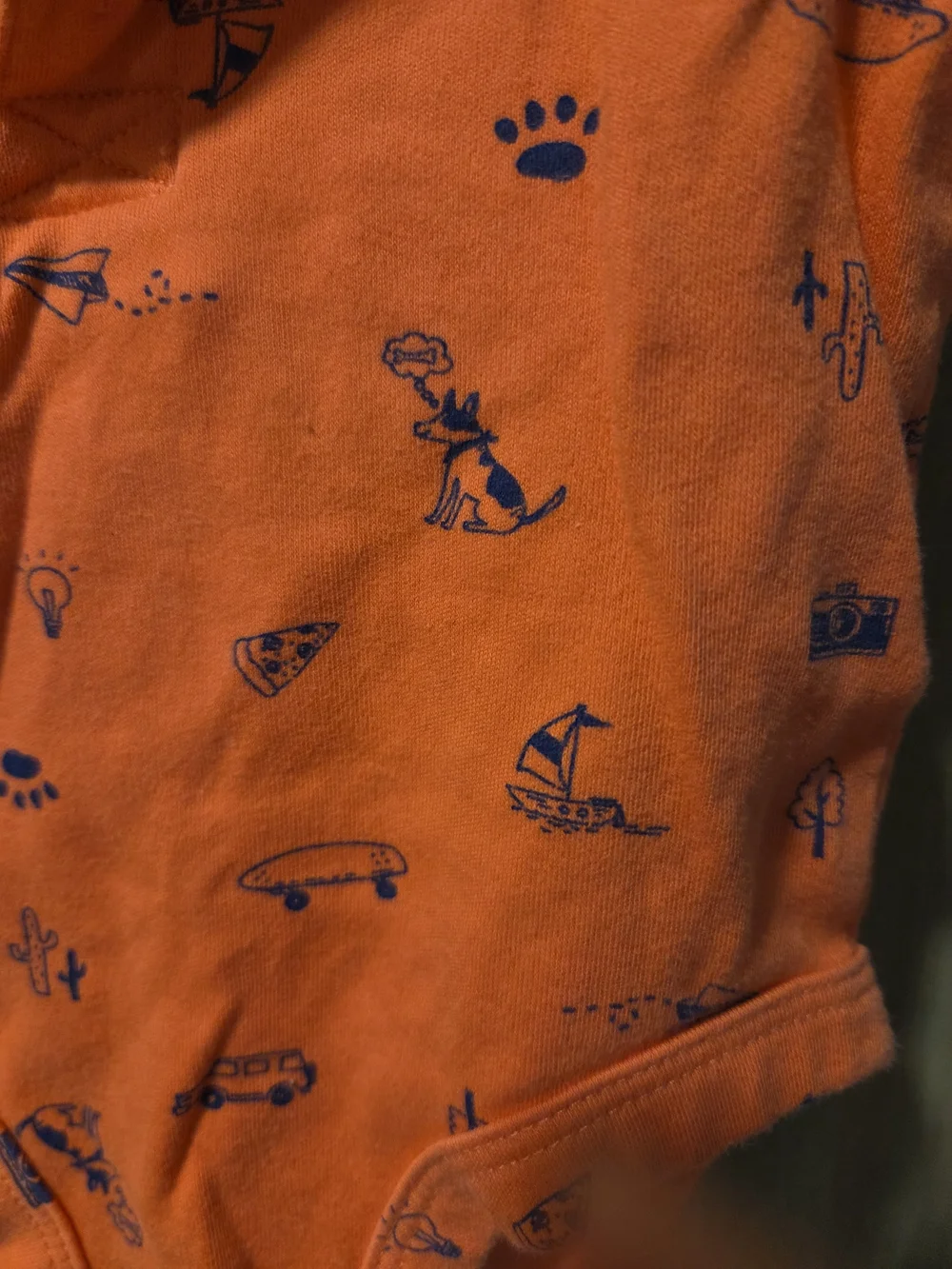 **BUNDLE & SAVE** Carter's Orange Polo Short-Sleeve One-Piece with Navy Motifs